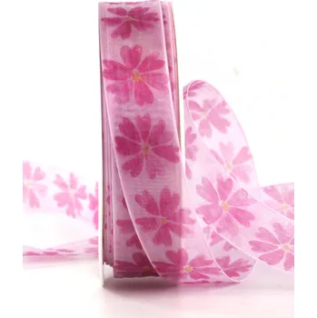 Stuha Stuha organzová SUMMER DREAM růžová 25 mm x 2,5 m (8,80 Kč/m) (Stuha organzová, průsvitná, oboustranná, s vetkaným vlascem )