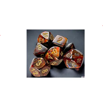 Příslušenství k deskovým hrám Chessex Sada 7 mini kostek Chessex - Polyhedral Scarab Blue Blood/gold - 20419