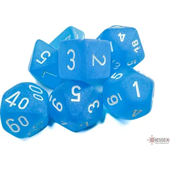 Příslušenství k deskovým hrám Chessex Sada 7 kostek Chessex - Frosted modrá a bílá - 27416