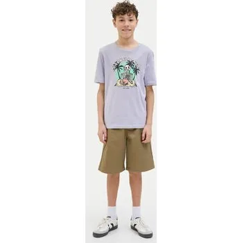 Pánská móda Jack & Jones Junior T-Shirt Elijah 12269825 Fialová Regular Fit 152