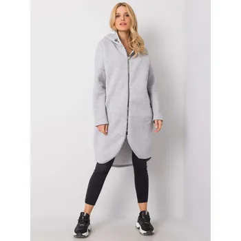 Dámská mikina Dlouhá šedá melírovaná mikina s kapucí RUE PARIS RV-