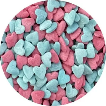 Jedlá dekorace na dort Cukrové zdobení růžovo-modré srdíčka 1kg - I LOVE CAKES
