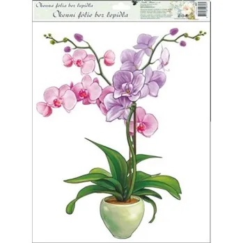 Vánoční dekorace Anděl Fólie na okna orchideje 887, 42x30cm Typ: fialová