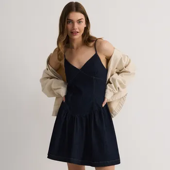 Dámské šaty Reserved - Džínové mini šaty - tmavomodrá - 9336H-59J - 9336H-59J-XS