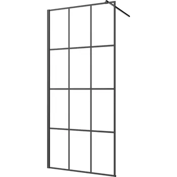 Invena sprchová zástěna walk-in 90 cm černá polomatný/vzorované sklo AK-32-197