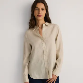 Pánská košile Reserved - Lněná košile - béžová - 551EI-08X - 551EI-08X-M