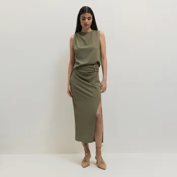 Dámská sukně Reserved - Sukně s ozdobnou přezkou - světle olivová - 465EN-81X - 465EN-81X-S