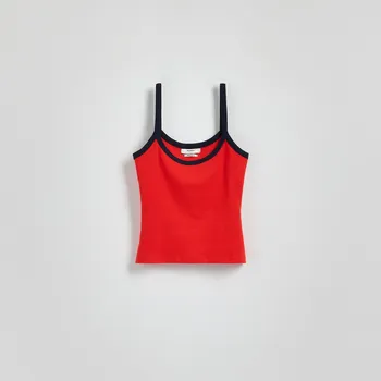 Dámské tričko Reserved - Top s kontrastním lemováním - červená - 360FS-33X - 360FS-33X-XL
