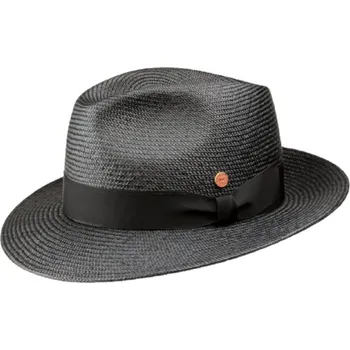 Klobouk Panamský klobouk Fedora černý s černou stuhou - ručně pletený - Mayser Maleo Velikost: 59 cm (L)