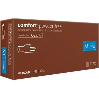 Vyšetřovací rukavice COMFORT POWDER-FREE Latexové vyšetřovací rukavice bez pudru, AQL 1,5, EN455 100ks/balení velikost S