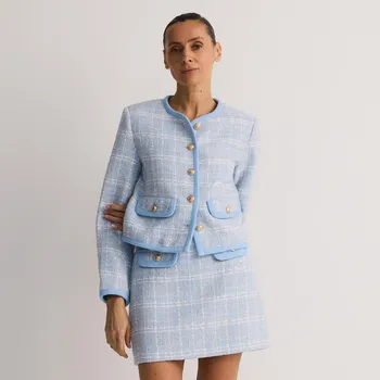 Dámská sukně Reserved - Tvídová minisukně - světle modrá - ZN179-50X - ZN179-50X-L