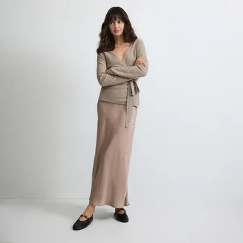 Dámská sukně Reserved - Saténová midi sukně - kávová - 996EV-84X - 996EV-84X-XL