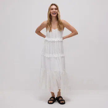 Dámské šaty Reserved - Bavlněné šaty na ramínka - krémová - WW267-01X - WW267-01X-L