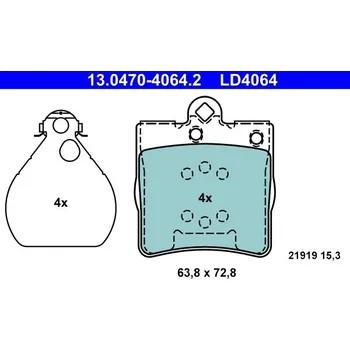 Brzdová destička Sada brzdových destiček, kotoučová brzda ATE 13.0470-4064.2