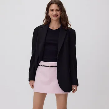 Reserved - Kraťasová sukně s páskem - pastelově růžová - 7362W-03X - 7362W-03X-M