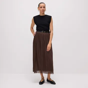 Dámské oblečení Reserved - Plisovaná sukně s&nbsp;páskem - kávová - 7083B-84X - 7083B-84X-M