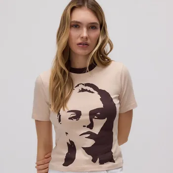 Dámské tričko Reserved - Tričko s potiskem - béžová - 430FS-80X - 430FS-80X-L