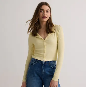 Dámský svetr Reserved - Lehký viskózový kardigan - světle žlutá - 8084Q-10X - 8084Q-10X-XS