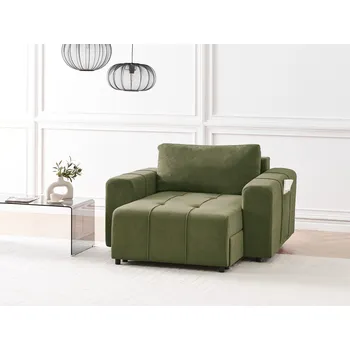 Pohovka Lenoška zelená látka čalounění boční područky polštář opěradlo moderní design symetrický obývací pokoj Beliani