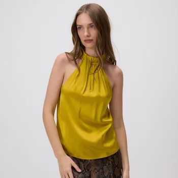 Dámský svetr Reserved - Halter top z viskózy - hořčicová - 149FG-17X - 149FG-17X-L