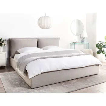 Postel Postel světle šedá polyesterové čalounění 180 x 200 cm úložný prostor čalouněné čelo ložnice Beliani