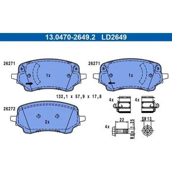 Brzdová destička Sada brzdových destiček, kotoučová brzda ATE 13.0470-2649.2