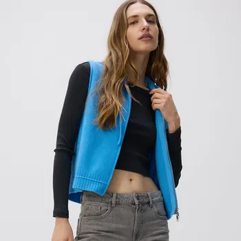 Dámský svetr Reserved - Pletená vesta - modrá - 138FH-55X - 138FH-55X-L