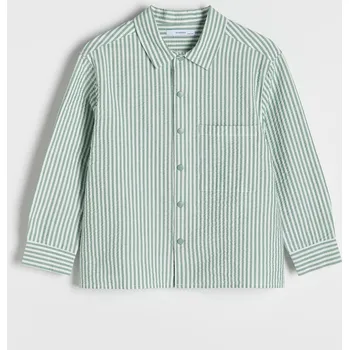 Dětská móda Reserved - Proužkovaná oversize košile - béžová - 8962X-08X - 8962X-08X-140