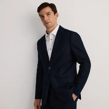 Reserved - Lněné sako regular fit - tmavomodrá - 160EG-59X - 160EG-59X-50