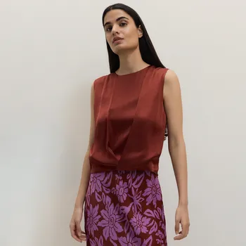 Dámské tričko Reserved - Halenka s překladem v přední části - karmínová - 480EN-92X - 480EN-92X-S