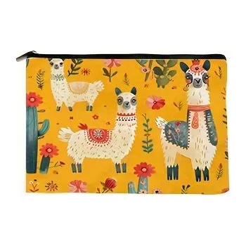 Kosmetická taška Toaletní taštička s motivem lamy (žlutá), 1 ks