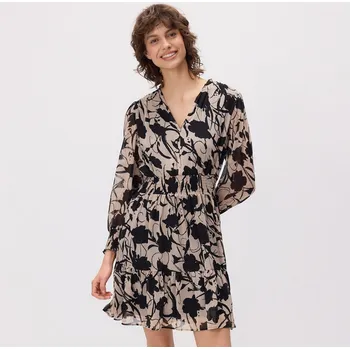 Dámské šaty Reserved - Vzorované minišaty - béžová - 3405P-08X - 3405P-08X-M