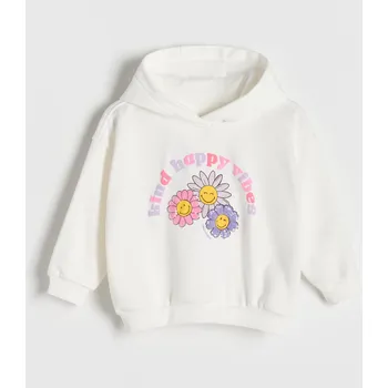 Dívčí mikina Reserved - Mikina s aplikací SmileyWorld® - krémová - 372DB-01X - 372DB-01X-104