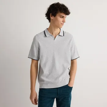 Pánské tričko Reserved - Bavlněný polo svetr - světle šedá - 929ED-09M - 929ED-09M-M