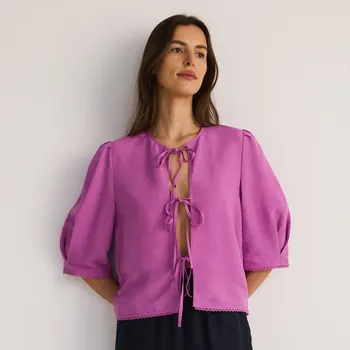 Dámská halenka Reserved - Halenka z lněné směsi - orchidejová - 549EI-40X - 549EI-40X-M