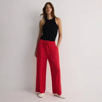 Dámské kalhoty Reserved - Široké viskózové kalhoty - červená - 1065P-33X - 1065P-33X-L