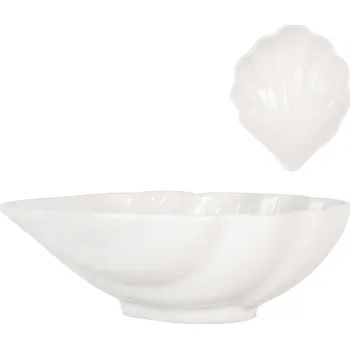 Bílá porcelánová miska ve tvaru mušle – 12x10x4 cm