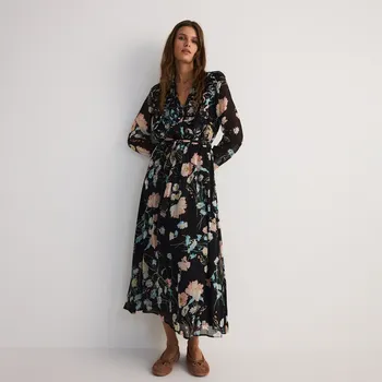 Dámské šaty Reserved - Vzorované šaty s ozdobným vázáním - vícebarevná - 3406P-MLC - 3406P-MLC-XL