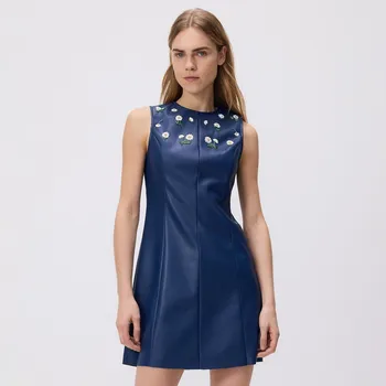 Dámské šaty Reserved - Šaty z umělé kůže s aplikacemi - tmavomodrá - 496EN-59X - 496EN-59X-XS