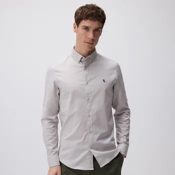 Reserved - Košile slim fit s vysokým podílem bavlny - béžová - 616DR-08X - 616DR-08X-S