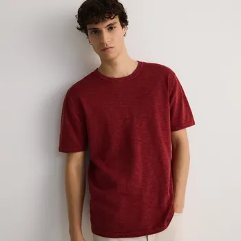 Pánský svetr Reserved - Bavlněný svetr s krátkými rukávy - červená - YK331-33X - YK331-33X-M