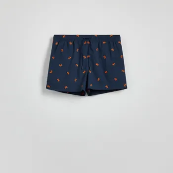 Pánské kraťasy Reserved - Vzorované plážové šortky - tmavomodrá - 105CT-59X - 105CT-59X-XL