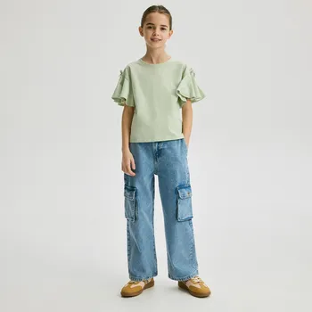 Reserved - Džíny wide leg s kapsami cargo - modrá - 712CV-55J - 712CV-55J-164