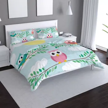 Povlečení Saténové povlečení Sovičky - Sablio - 140x200 / 90x70