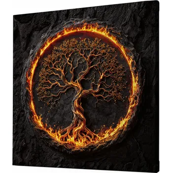Obraz Obraz na plátně - Strom života v ohnivém kruhu Fuendo FeelHappy.cz Velikost obrazu (šířka x výška): 40 x 40 cm