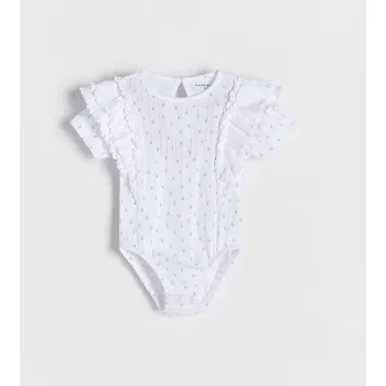 Kojenecký body Reserved - Bavlněné body s volánky - bílá - 4445S-00X - 4445S-00X-86