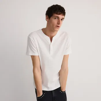 Pánské tričko Reserved - Tričko henley slim fit - krémová - 429EF-01X - 429EF-01X-L