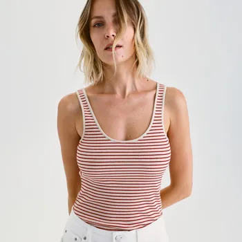 Dámské tričko Reserved - Pruhovaný bavlněný top - červená - 958EV-33X - 958EV-33X-L