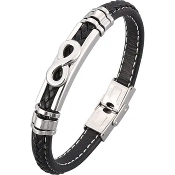 Náramek Predator Q1 Elegantní kožený náramek nekonečno 25 cm černý