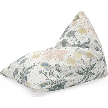 Sedací pytel Sedací vak Triangl Šedé květiny: 120 x 100 x 100 cm - Sablio